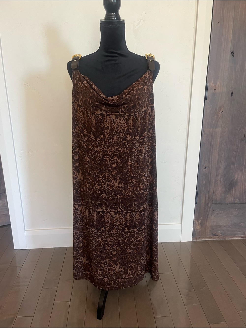 Michael Kors Brown Printed Maxi Slip Dress 1X
